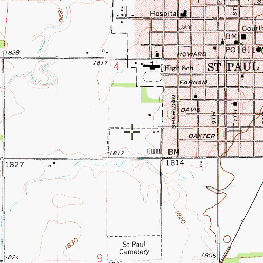 Topographic Map of United Methodist Church, NE