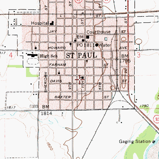 Topographic Map of Saints Peter and Paul Catholic Church, NE