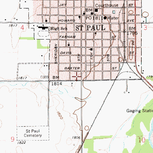 Topographic Map of Grace Baptist Church, NE