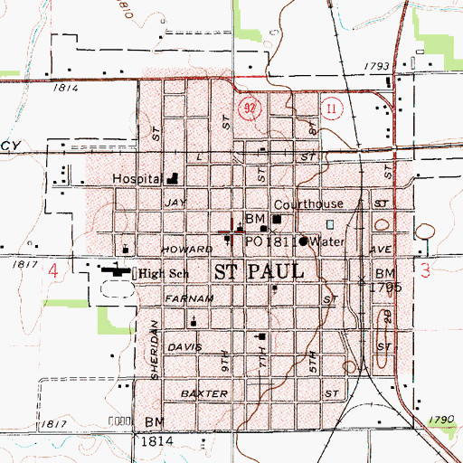 Topographic Map of First Presbyterian Church, NE