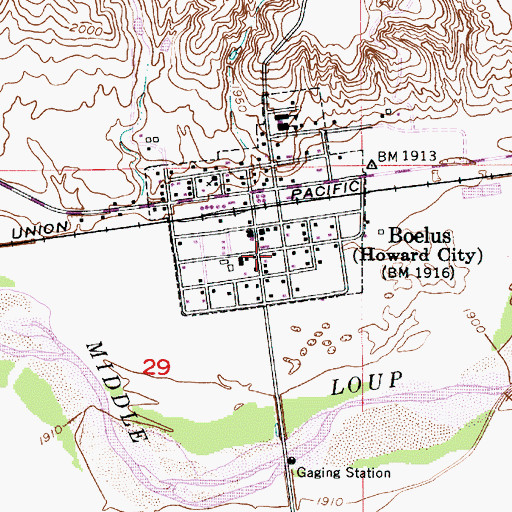 Topographic Map of Boelus Post Office, NE