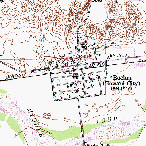 Topographic Map of Boelus (historical), NE