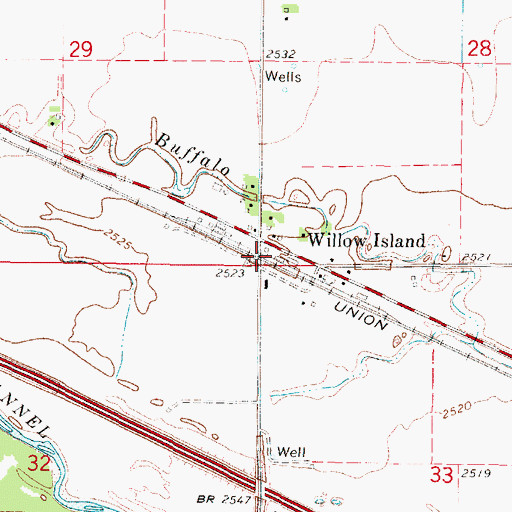 Topographic Map of Willow Island, NE