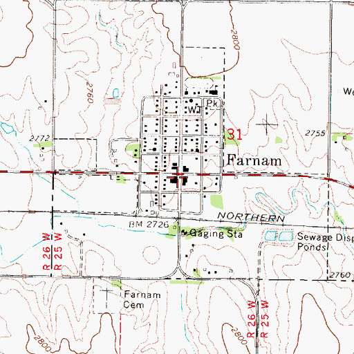 Topographic Map of Farnam Post Office, NE
