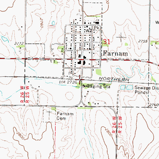Topographic Map of Farnam, NE