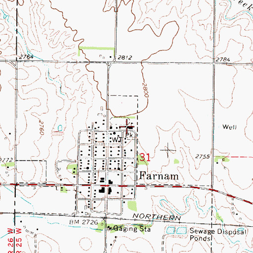 Topographic Map of Eustis-Farnam Junior High School, NE