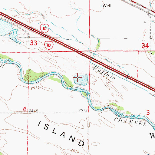 Topographic Map of East Willow Island State Wildlife Management Area, NE
