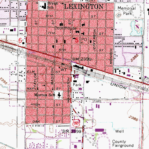 Topographic Map of Lexington, NE