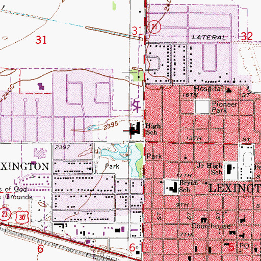 Topographic Map of Lexington High School, NE