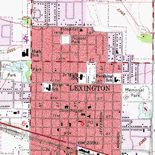 Topographic Map of Lexington Middle School, NE