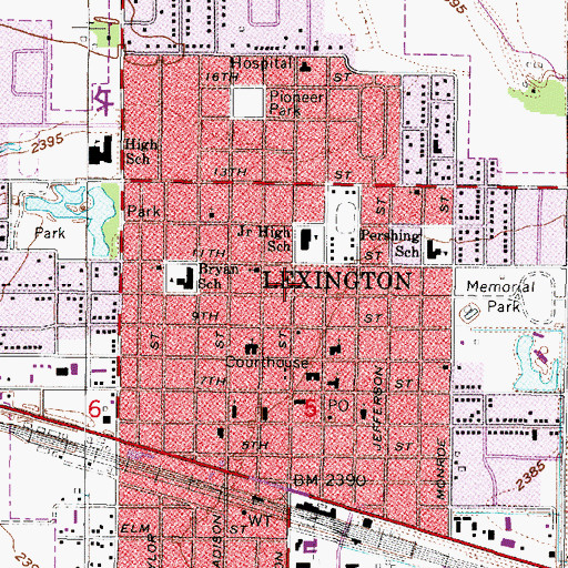 Topographic Map of Lexington Public Library, NE