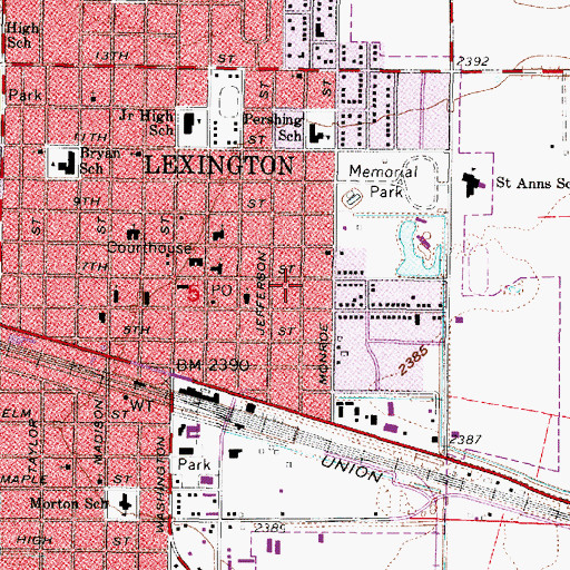 Topographic Map of Lexington Police Department, NE