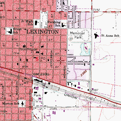 Topographic Map of Lexington Volunteer Fire Department, NE