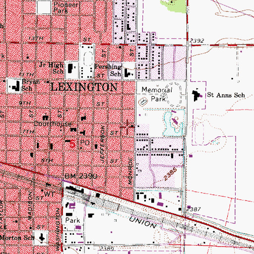 Topographic Map of First Baptist Church, NE