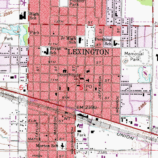 Topographic Map of Dawson County Courthouse, NE