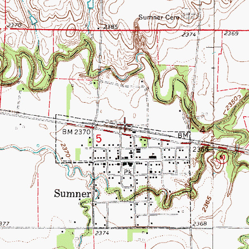 Topographic Map of Sumner (historical), NE