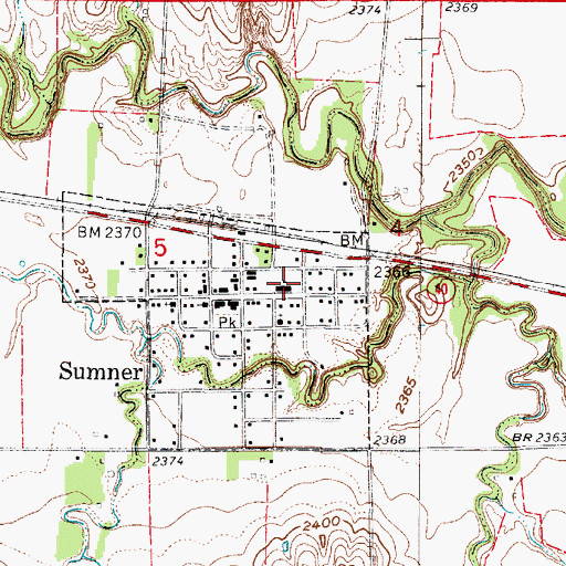 Topographic Map of Sumner-Eddyville-Miller Schools, NE