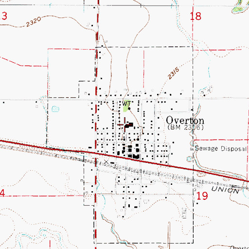Topographic Map of Overton Public Schools, NE