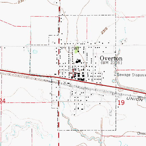 Topographic Map of Overton Post Office, NE