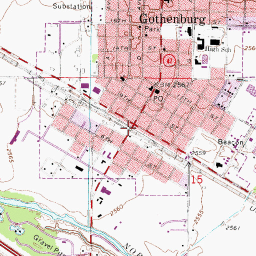 Topographic Map of Gothenburg, NE