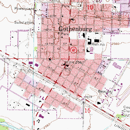 Topographic Map of Gothenburg Post Office, NE