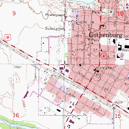 Topographic Map of Gothenburg Public Library, NE