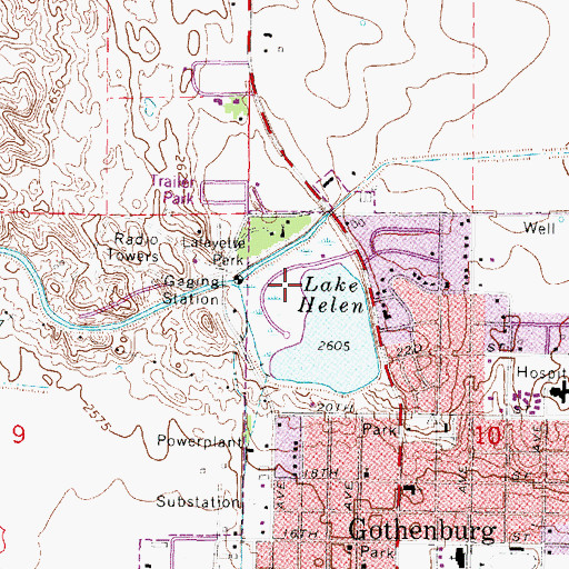 Topographic Map of Lake Helen Recreation Area, NE