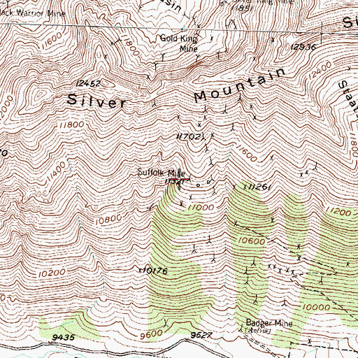 Topographic Map of Suffolk Mine, CO
