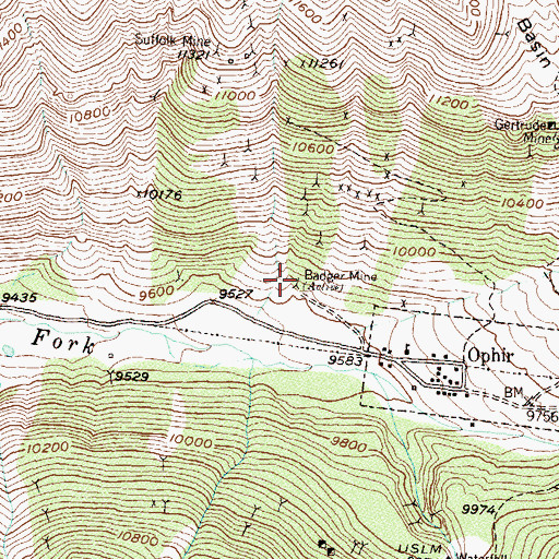Topographic Map of Badger Mine, CO
