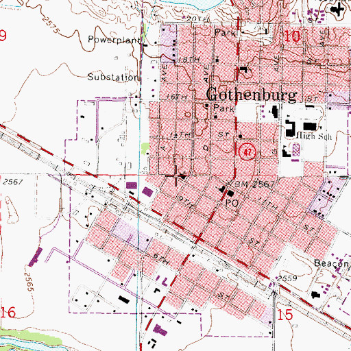 Topographic Map of First Baptist Church, NE