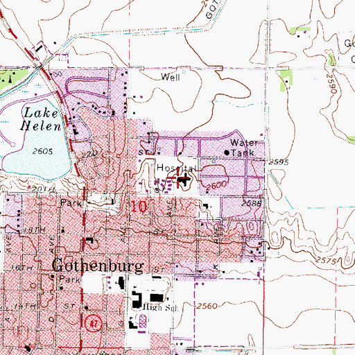Topographic Map of Gothenburg Memorial Hospital, NE