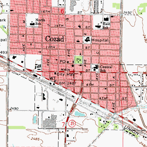 Topographic Map of Cozad Police Dept, NE