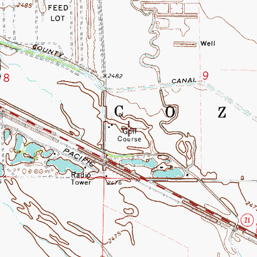 Topographic Map of Cozad Country Club, NE