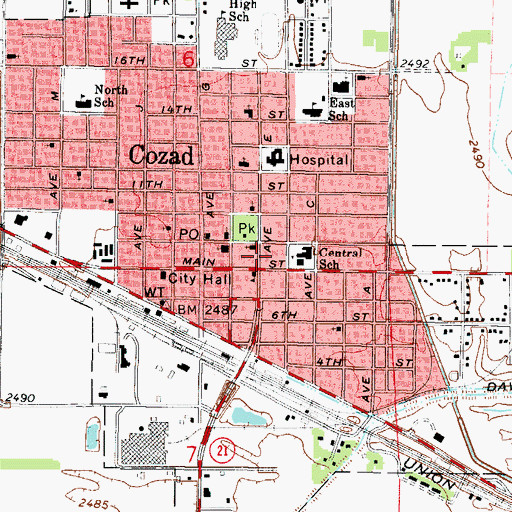 Topographic Map of Cozad Dental Clinic, NE