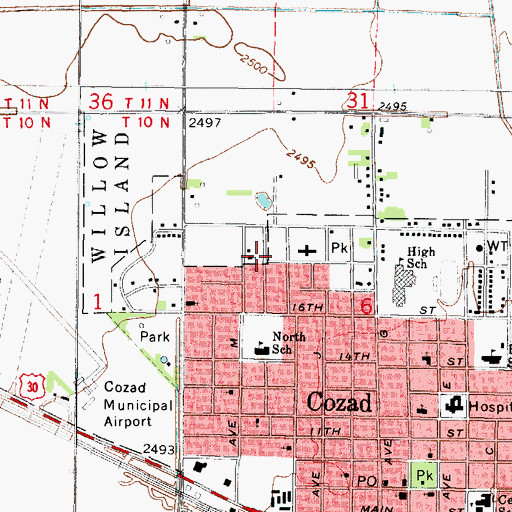 Topographic Map of Cozad Community Medical Clinic, NE