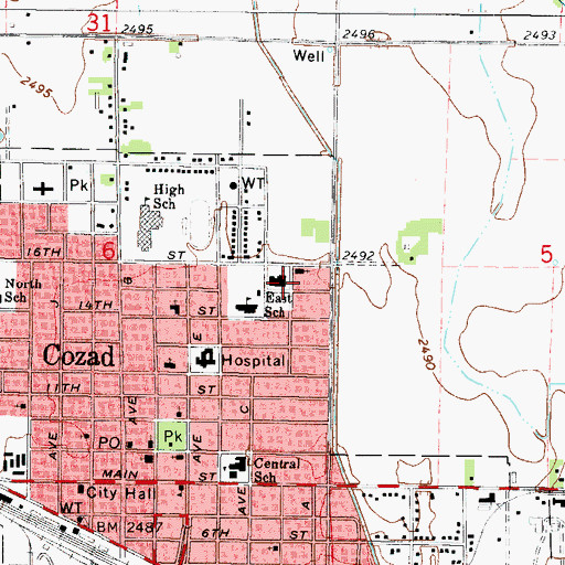 Topographic Map of First United Methodist Church, NE