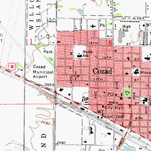 Topographic Map of Church of Christ West Twelfth Street, NE