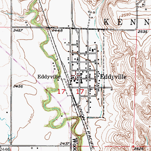Topographic Map of Eddyville Post Office - CPO, NE