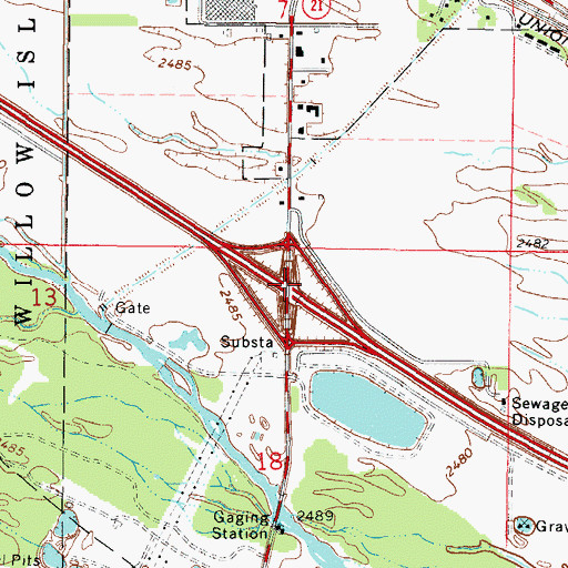 Topographic Map of Interchange 222, NE