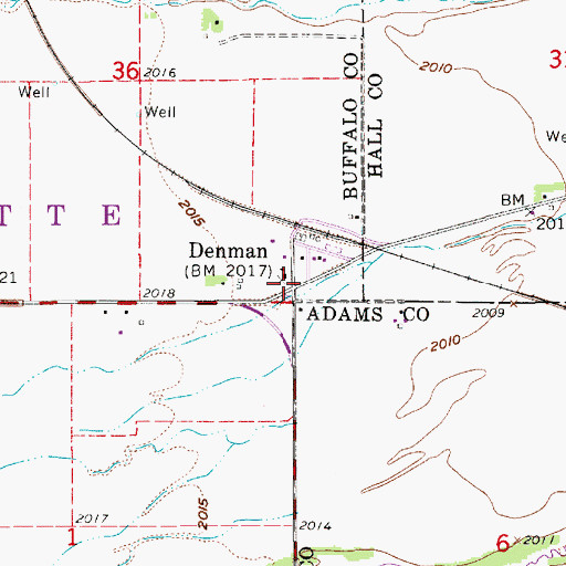 Topographic Map of Denman Post Office (historical), NE