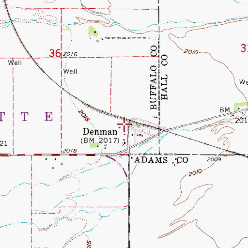 Topographic Map of Denman, NE