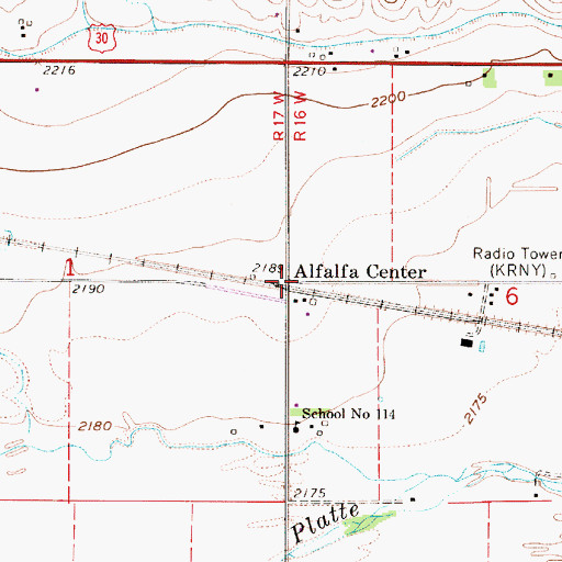 Topographic Map of Alfalfa Center, NE