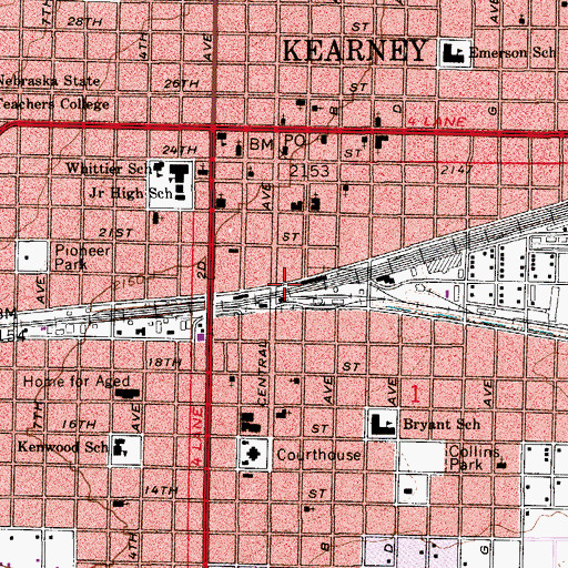 Topographic Map of Kearney, NE