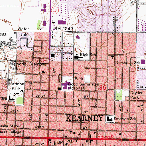 Topographic Map of Mid-Nebraska Ear, Nose and Throat Associates, NE