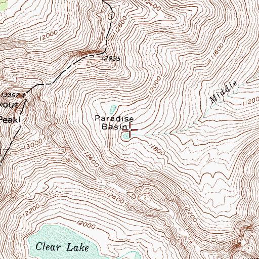 Topographic Map of Paradise Basin, CO