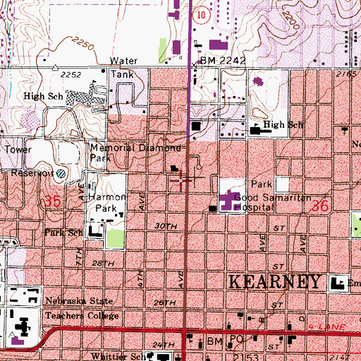 Topographic Map of Kearney Clinic, NE