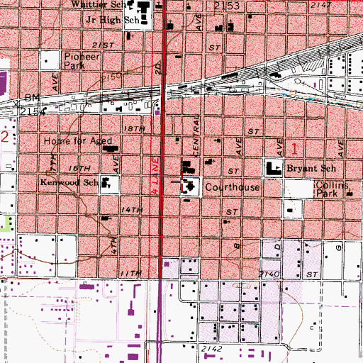 Topographic Map of Buffalo County Courthouse, NE