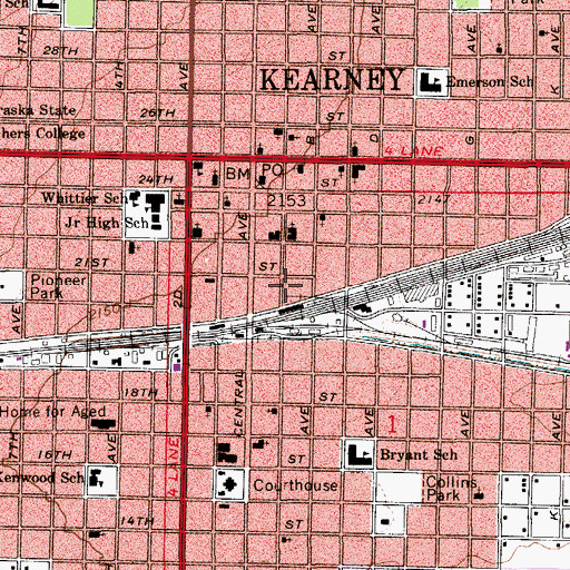 Topographic Map of Kearney Police Department, NE