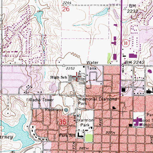 Topographic Map of Kearney Senior High School, NE