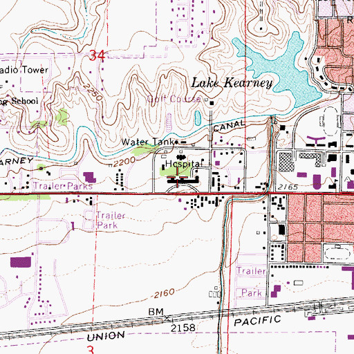 Topographic Map of West Center Building, NE